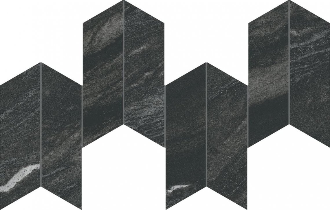Atlas Concorde Marvel Diva Black Tempest Mosaico Chevron Velvet 17.5x46.3