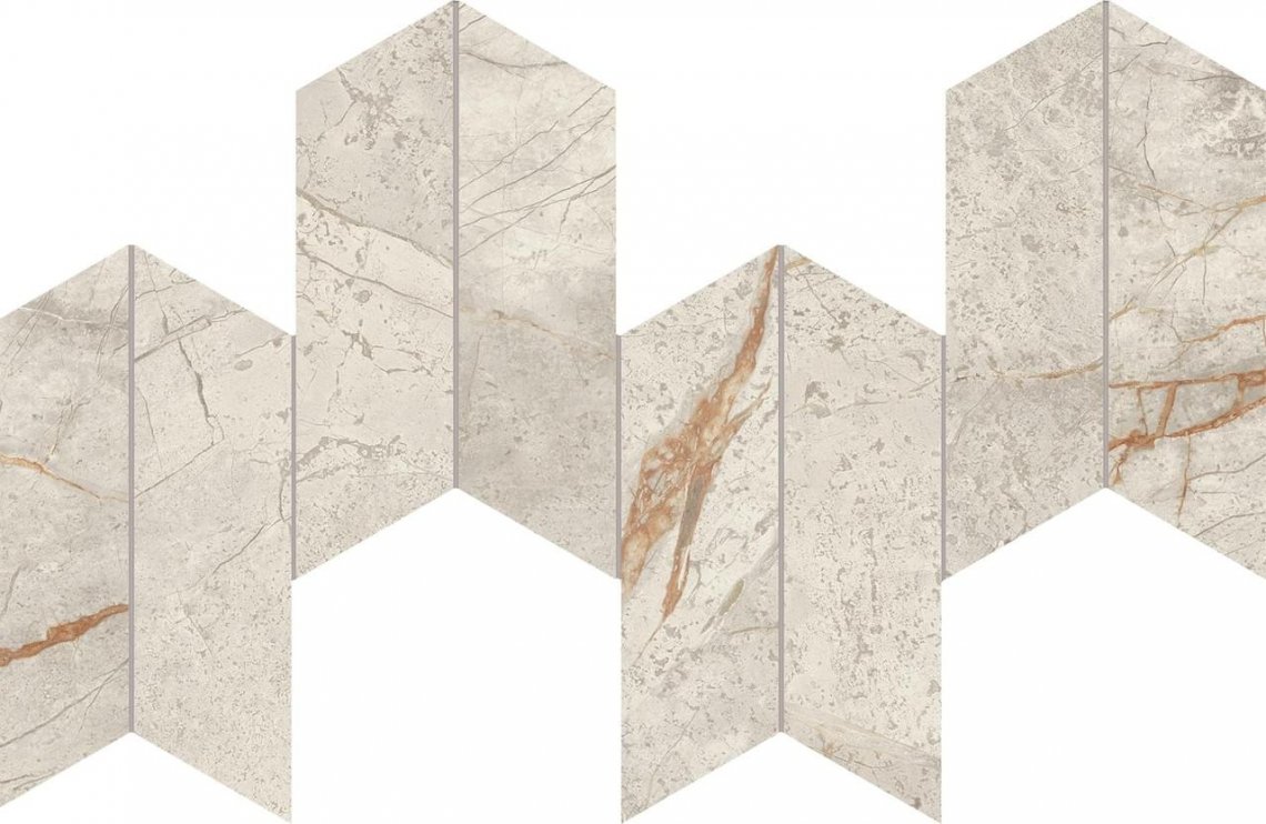 Atlas Concorde Marvel Diva White Everest Mosaico Chevron Velvet 17.5x46.3