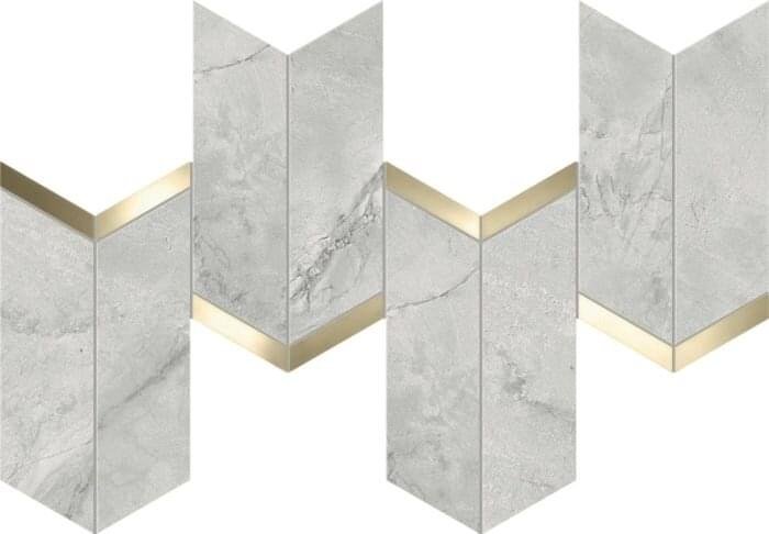 Atlas Concorde Marvel X Grey Cloud Mosaico Chevron Lappato 19.2x46.3