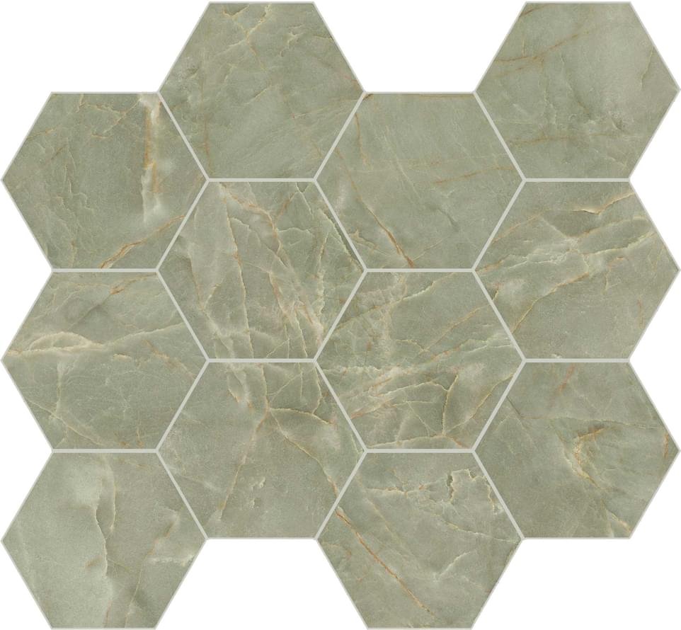 Caesar Anima Ever Sage Green Composizione Esagono Lucidato 28.5x33