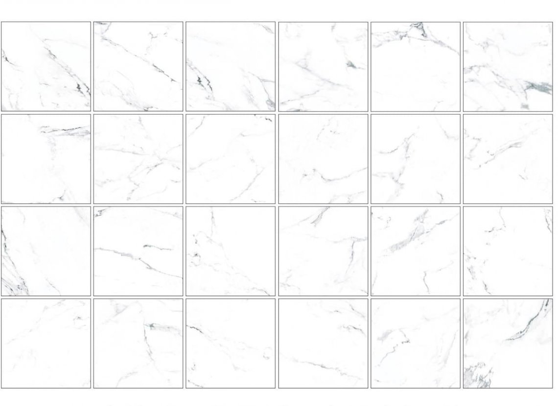 Diffusion Base Porcelain Stone Mix Carrara White Marble Set 15 Pcs 25x25