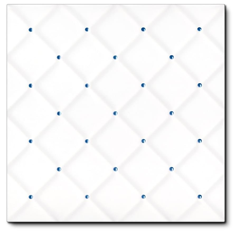 Diffusion Doremail Unis Carreau Matelasse Blanc Points Bleus 20x20