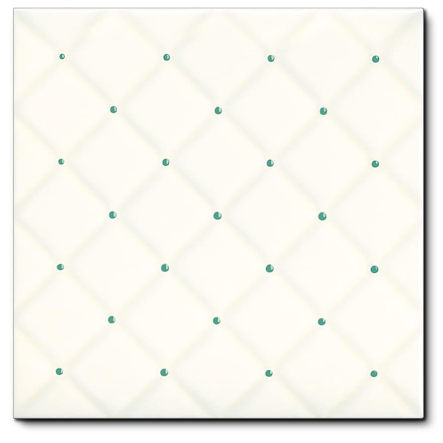 Diffusion Doremail Unis Carreau Matelasse Ivoire Points Verts 20x20