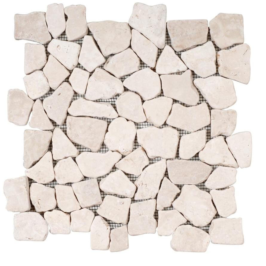 Diffusion Galets De Bali Dalle Plat Morbre Blanc 30x30