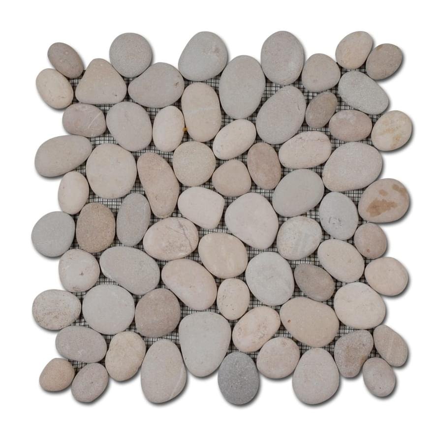 Diffusion Galets De Bali Dalle Rond Mat Beige 30x30