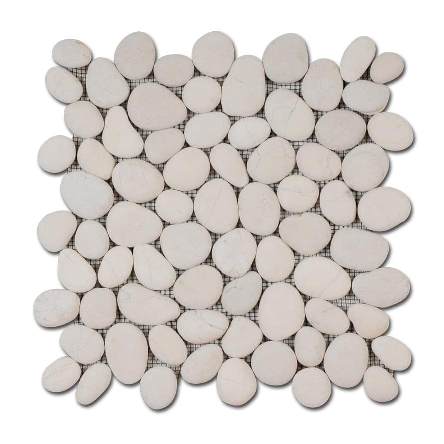 Diffusion Galets De Bali Dalle Rond Mat Blanc 30x30