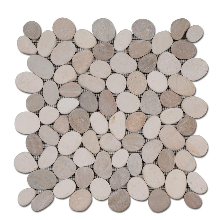 Diffusion Galets De Bali Dalle Sciee Mat Blanc - Beige 30x30