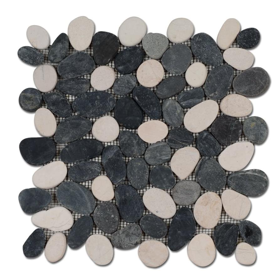 Diffusion Galets De Bali Dalle Sciee Mat Noir - Blanc 30x30