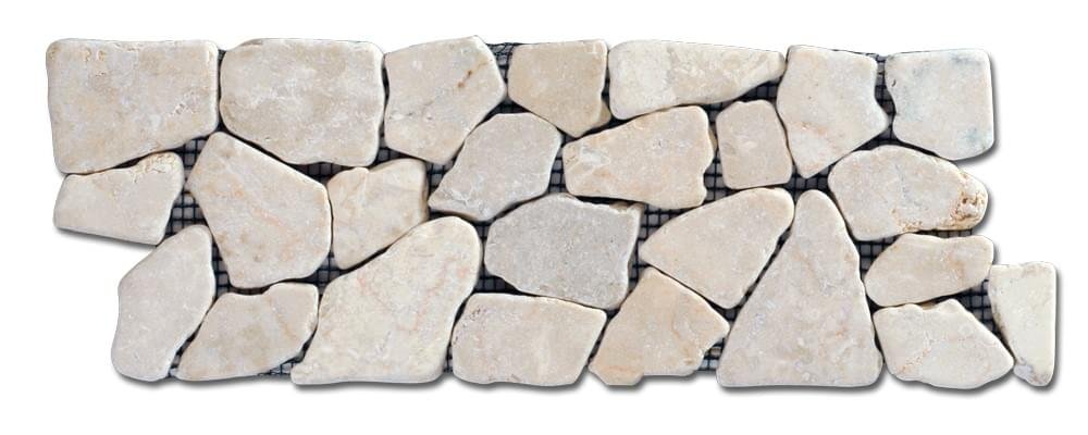 Diffusion Galets De Bali Frise Plat Marbre Blanc 10x30