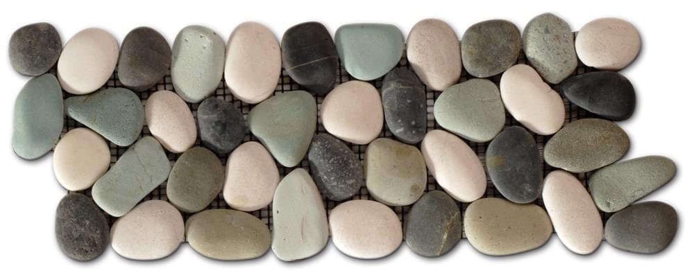 Diffusion Galets De Bali Frise Rond Mat Blanc - Noir - Vert Jade 10x30