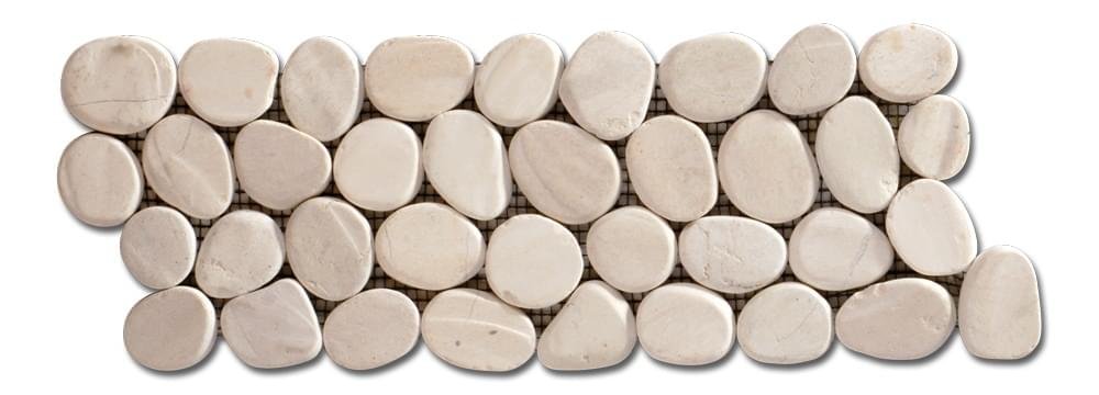 Diffusion Galets De Bali Frise Sciee Mat Blanc 10x30