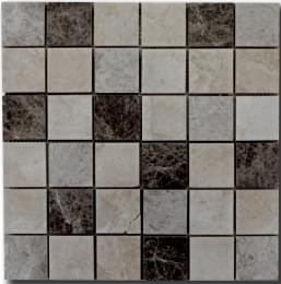 Diffusion Peter And Stone Mosaique Marbre Botticino Amazon Light Emperador 4.8x4.8 Cm 30x30