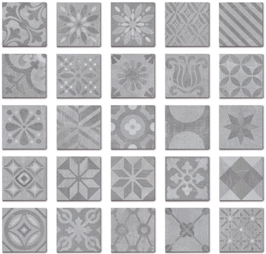 Diffusion Porcelain Decors Patchwork Signum Grey 25x25