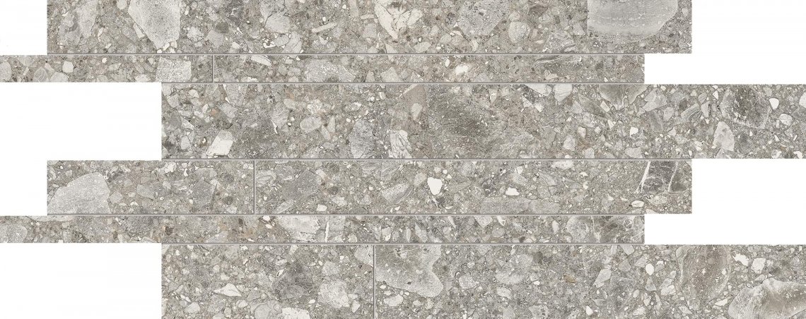 Ergon Lombarda Listelli Sfalsati Grigio Lappato 30x60