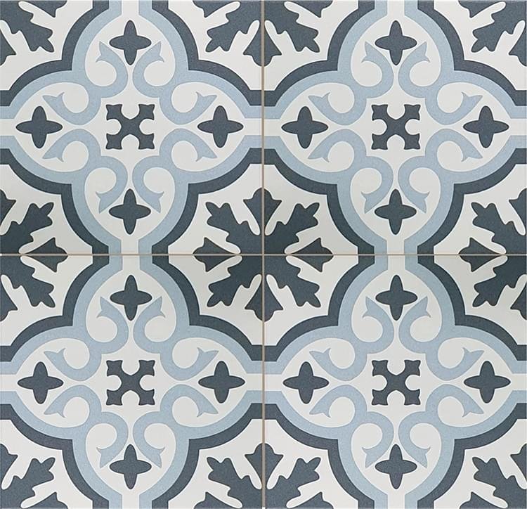 Etili Seramik Venice Sky Blue Black Pre-Cut 45x45