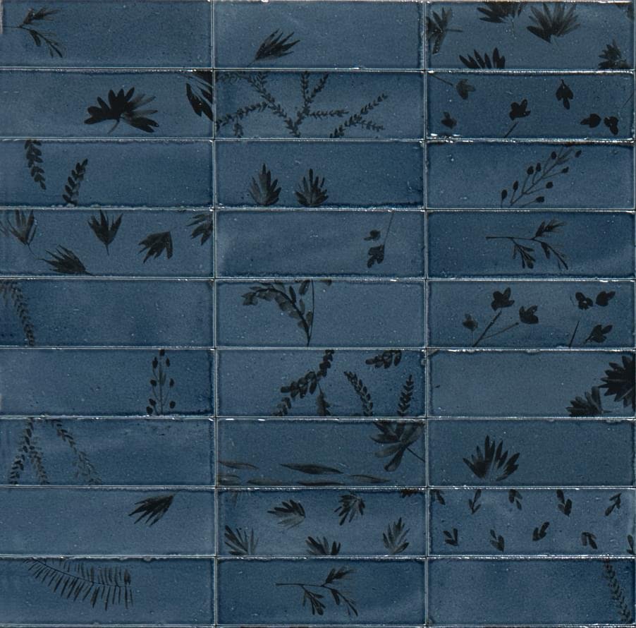 Marazzi Rice Blu Decoro Leaf Lux 5x15