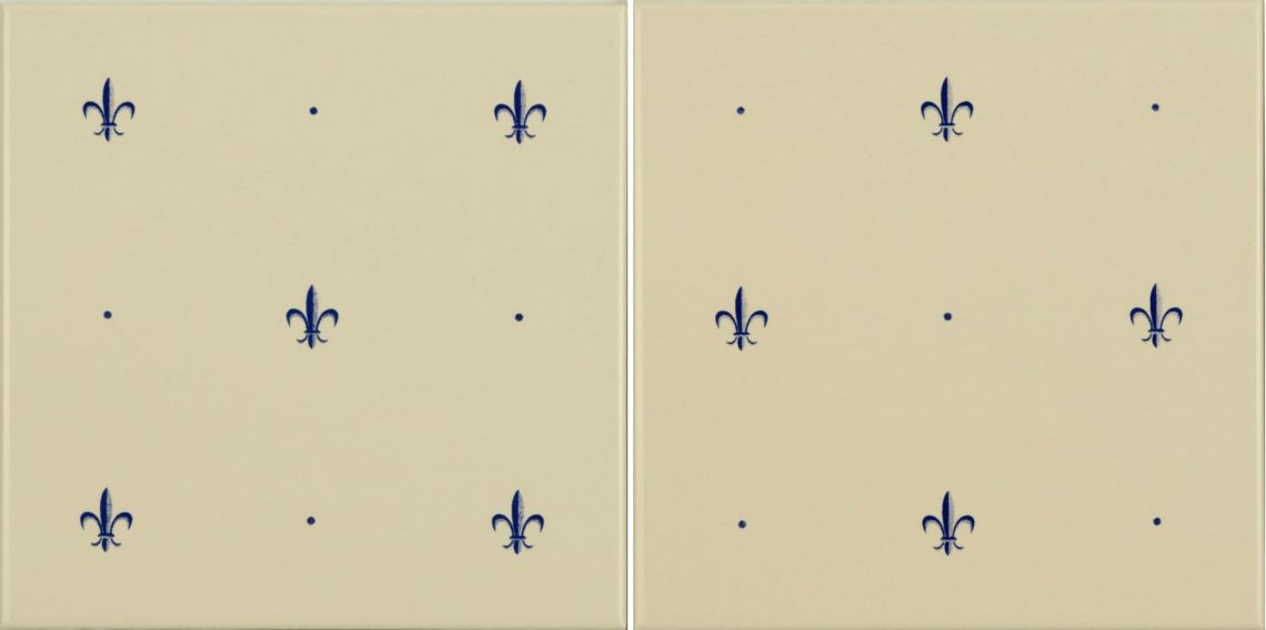 Original Style Artworks Colonial White Fleur De Lis Royal Blue 15.2x30.4