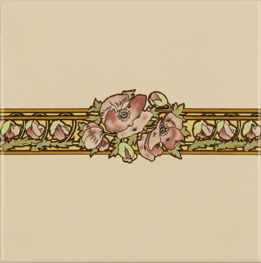 Original Style Artworks Colonial White Nocturnal Slumber Border Tile 15.2x15.2