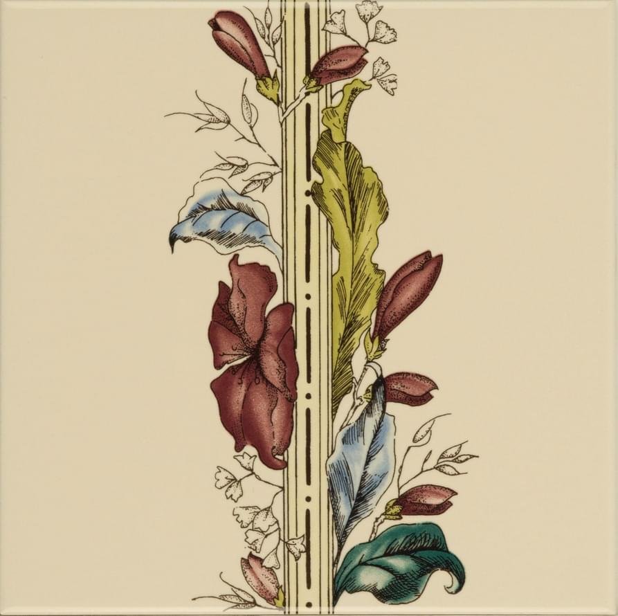 Original Style Artworks Colonial White Plant And Urn Border Tile Flower Lhs 15.2x15.2
