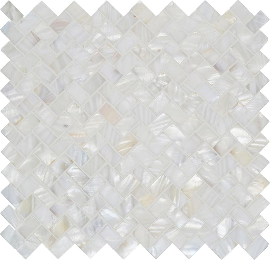Original Style Mosaics White Pearl Herringbone 28.5x30.5