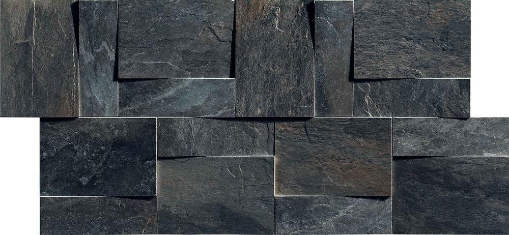 Rex Ardoise Modulo Muretto 3d Noir 30x30
