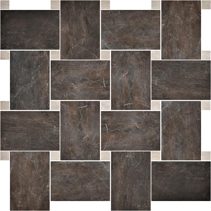 Serenissima Cir Fossil Mosaico Basket Bruno Ret 30x30