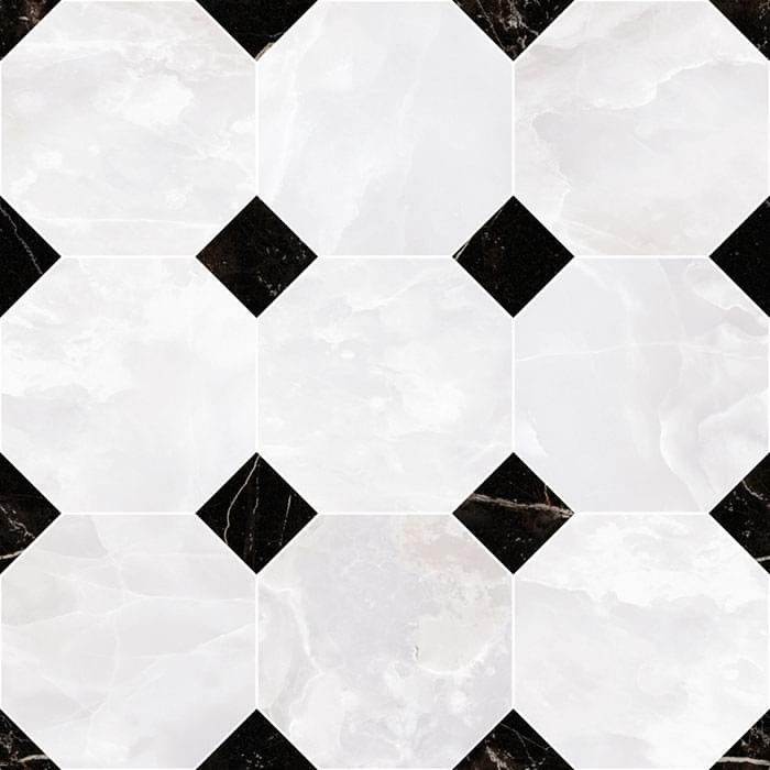 Versace Emote Mosaico Ottagono Onice Bianco-Nero 39x39