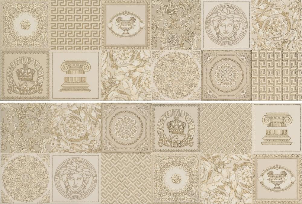 Versace Gold Patchwork Decorati Crema-Oro 25x75