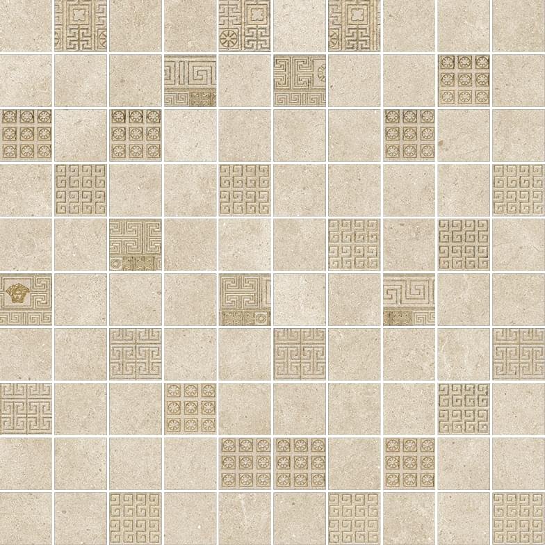 Versace Greek Mosaici T100 Decorato Beige-Oro 40x40