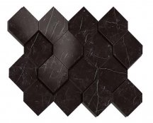 Atlas Concorde Marvel Stone Nero Marquina Mosaico Esagono 3D 28.2x35.3