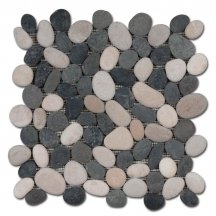 Diffusion Galets De Bali Dalle Rond Mat Noir - Beige 30x30