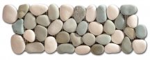 Diffusion Galets De Bali Frise Rond Mat Blanc - Vert Jade 10x30