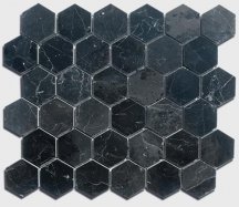 Diffusion Peter And Stone Mosaique Marbre Noir Hexagone 4.8 Cm 30.5x30.5