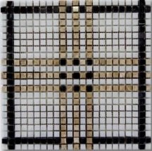 Diffusion Peter And Stone Mosaique Tartan Blanc Noir Et Beige 30x30