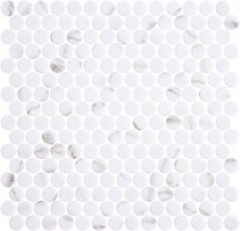 Onix Mosaico Penny Ecostones Venato White Matte 28.6x28.6