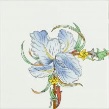 Original Style Artworks Brilliant White Blue Iris Corner Tile 15.2x15.2