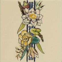 Original Style Artworks Colonial White Birds And Butterfly Border Tile 2 15.2x15.2
