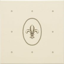 Original Style Artworks Colonial White Dot Cartouche With Fleur De Lis 15.2x15.2