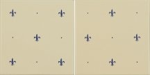 Original Style Artworks Colonial White Fleur De Lis Royal Blue 15.2x30.4