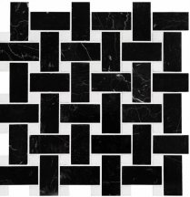 Original Style Mosaics Basketweave Black With White Dot 29x29