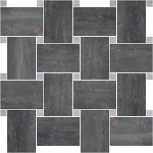 Serenissima Cir Fossil Mosaico Basket Piombo Ret 30x30