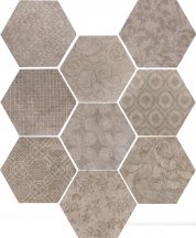 Serenissima Cir Riabita Esagona Fabric Natural 24x27.7