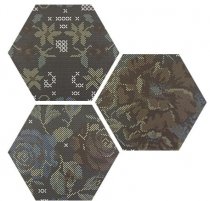 Apavisa Punto Croce Black Decor Hexag. 25x29