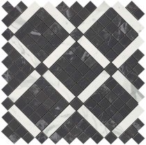 Atlas Concorde Brick Atelier Noir Mix Diagonal Mosaic 30.5x30.5