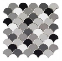 Diffusion Emoi Ecaille De Poisson Quatuor Noir-Blanc-Gris 30x30