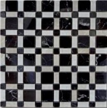 Diffusion Peter And Stone Mosaique Echiquier Blanc Et Noir 30x30
