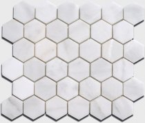 Diffusion Peter And Stone Mosaique Marbre Blanc Hexagone 4.8 Cm 30.5x30.5