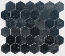 Diffusion Peter And Stone Mosaique Marbre Noir Hexagone 4.8 Cm 30.5x30.5