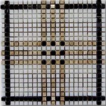 Diffusion Peter And Stone Mosaique Tartan Blanc Noir Et Beige 30x30