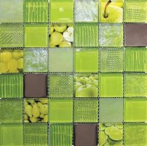 Elegans Mosaic Fruits Green 30x30